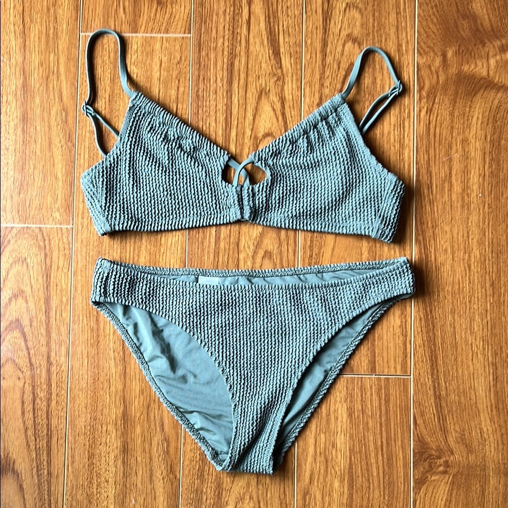 Aerie Green & Silver Sparkle Bikini Swimwear